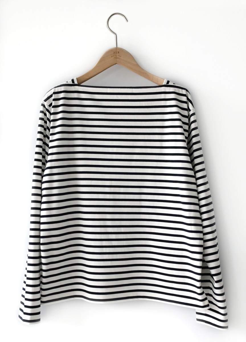 條紋方領棉質上衣